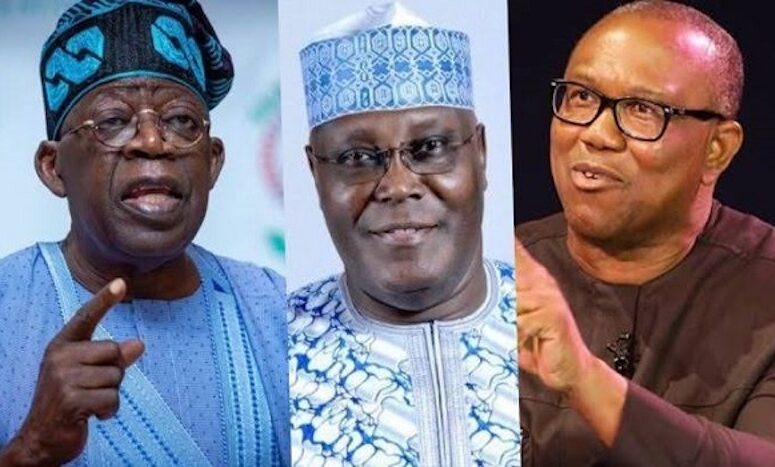 L-R, Bola Tinubu, Atiku, Obi