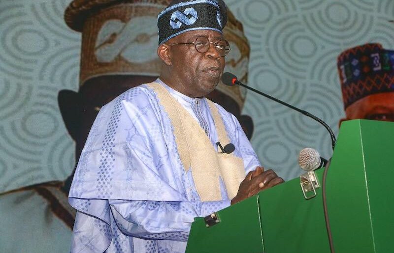 Tinubu speaks at the event