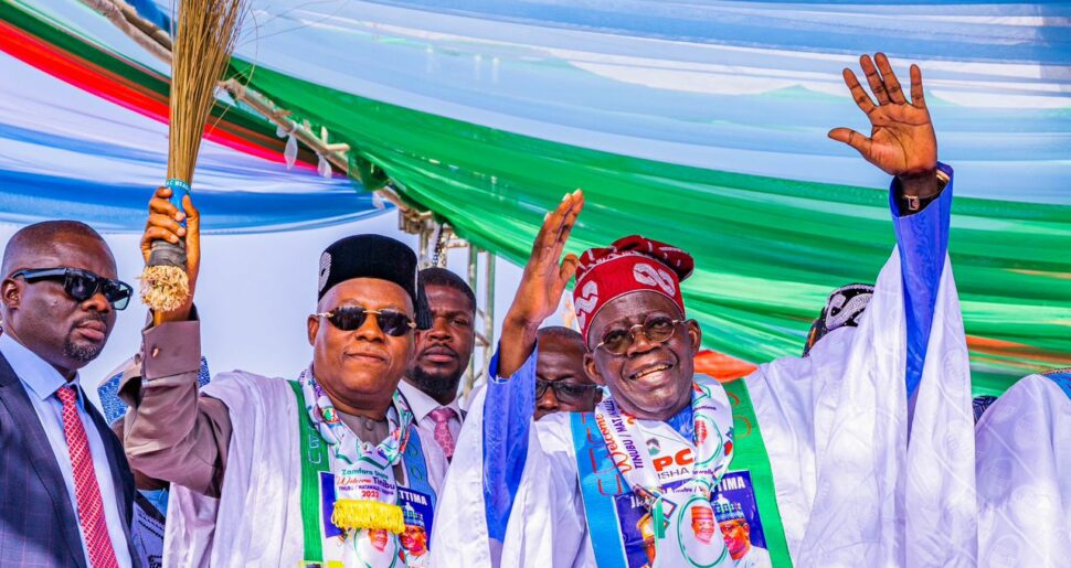 Tinubu in Zamfara with Shettima