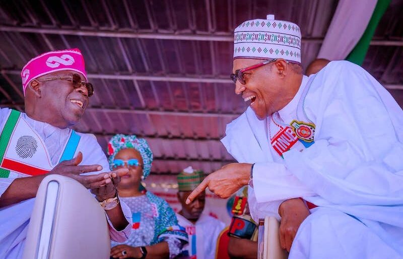 Buhari and Tinubu in a convivial mood