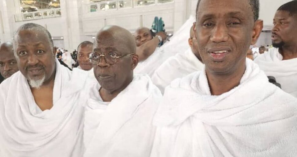 Tinubu in Mecca with Jigawa governor Badaru and Nuhu Ribadu