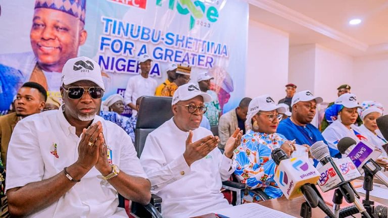 Oyetola, 2nd left at the inauguration of Tinubu-Shettima PCC in Osogbo