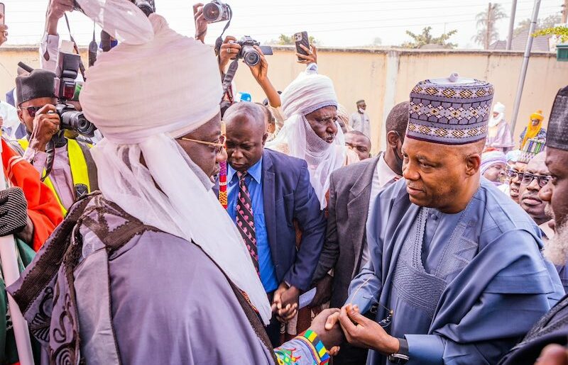 Shettima meets the Emir of Gaya as Tinubu campaigns in Edo