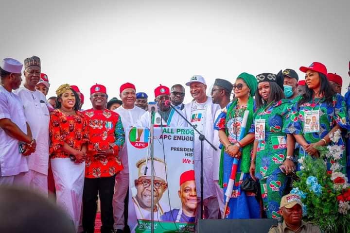 Tinubu speaks at the rally