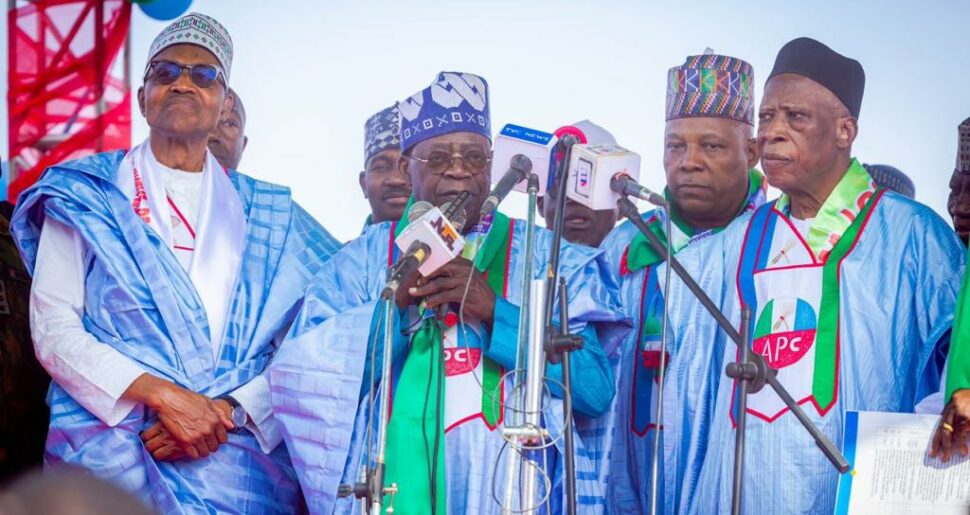 L-R: Buhari, Tinubu, Shettima and Adamu in Sokoto