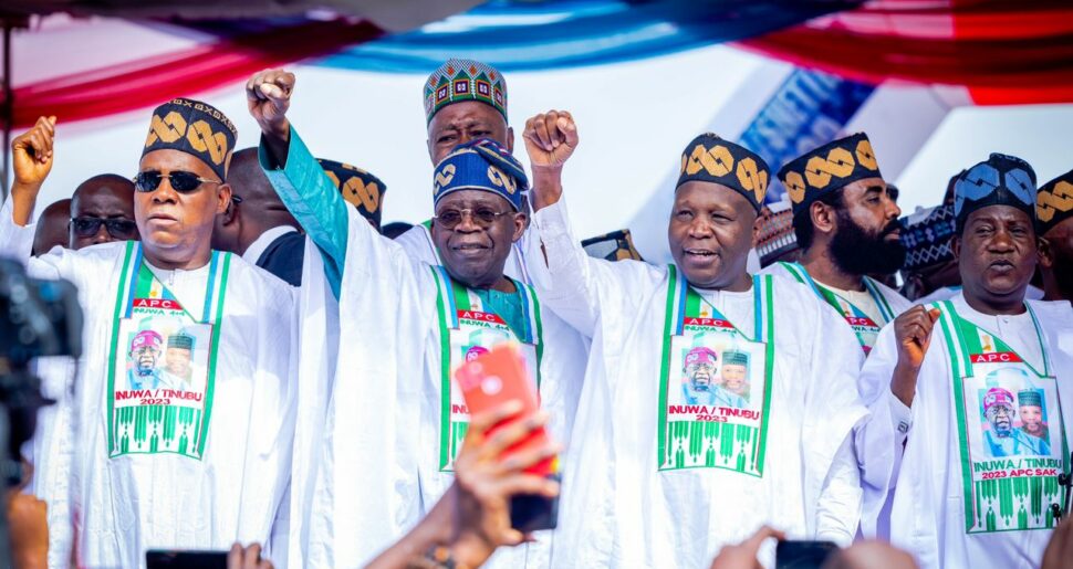 L-R: Shettima, Tinubu and Governor Yahaya