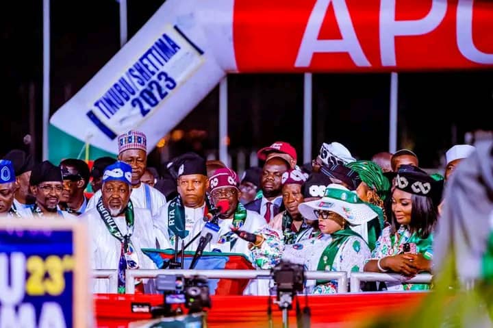 Ramatu Aliyu, 2nd right and Tinubu at the Abuja rally