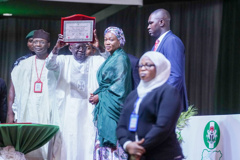 INEC chairman Yakubu, Tinubu and his wife Senator Remi Tinubu