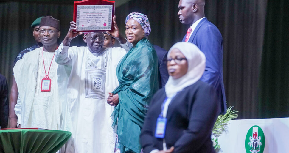 INEC chairman Yakubu, Tinubu and his wife Senator Remi Tinubu