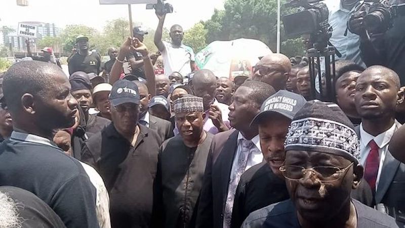 Atiku and other PDP leaders at INEC office