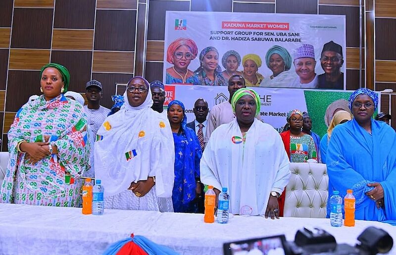 Folashade Tinubu-Ojo, second left with deputy governor Hadiza Balarabe, 2nd right