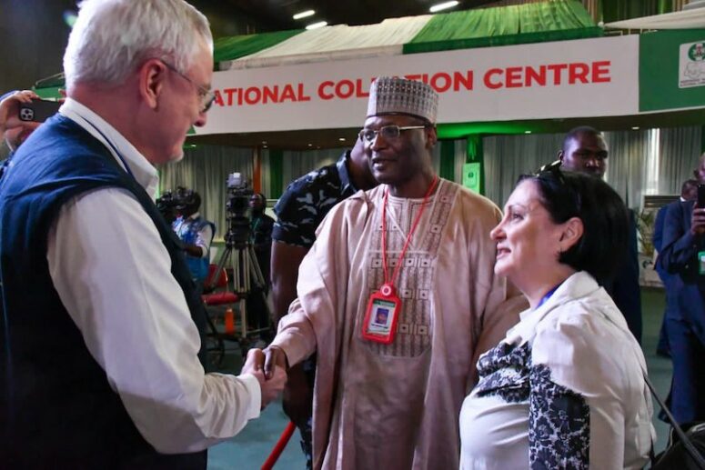 INEC chairman Yakubu with some foreign observers