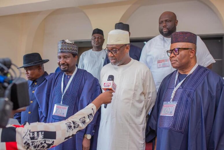 Akpabio, right with Gov. Bello and Senator Barau