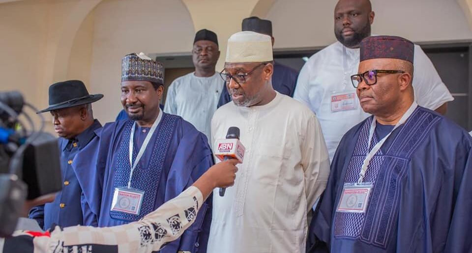 Akpabio, right with Gov. Bello and Senator Barau